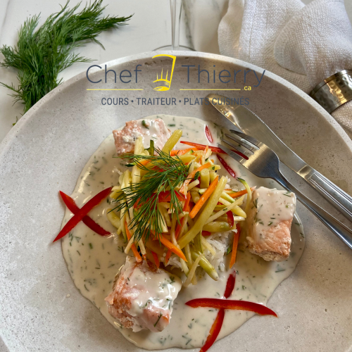 Saumon sauce au basilic