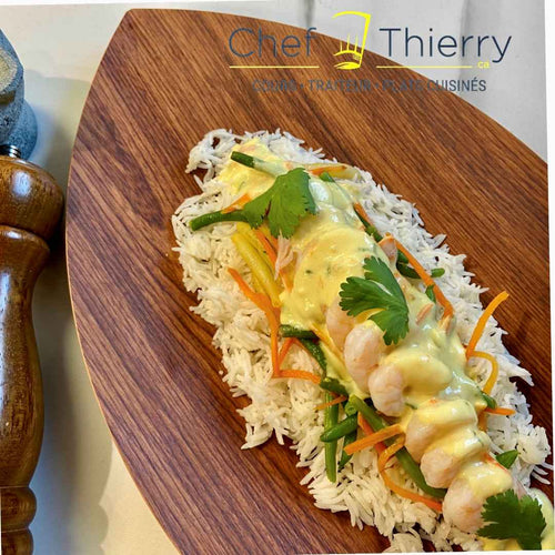 Crevettes au curry indien et vin blanc